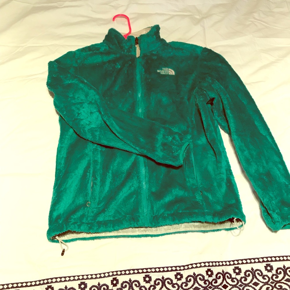 Green zip up north face jacket